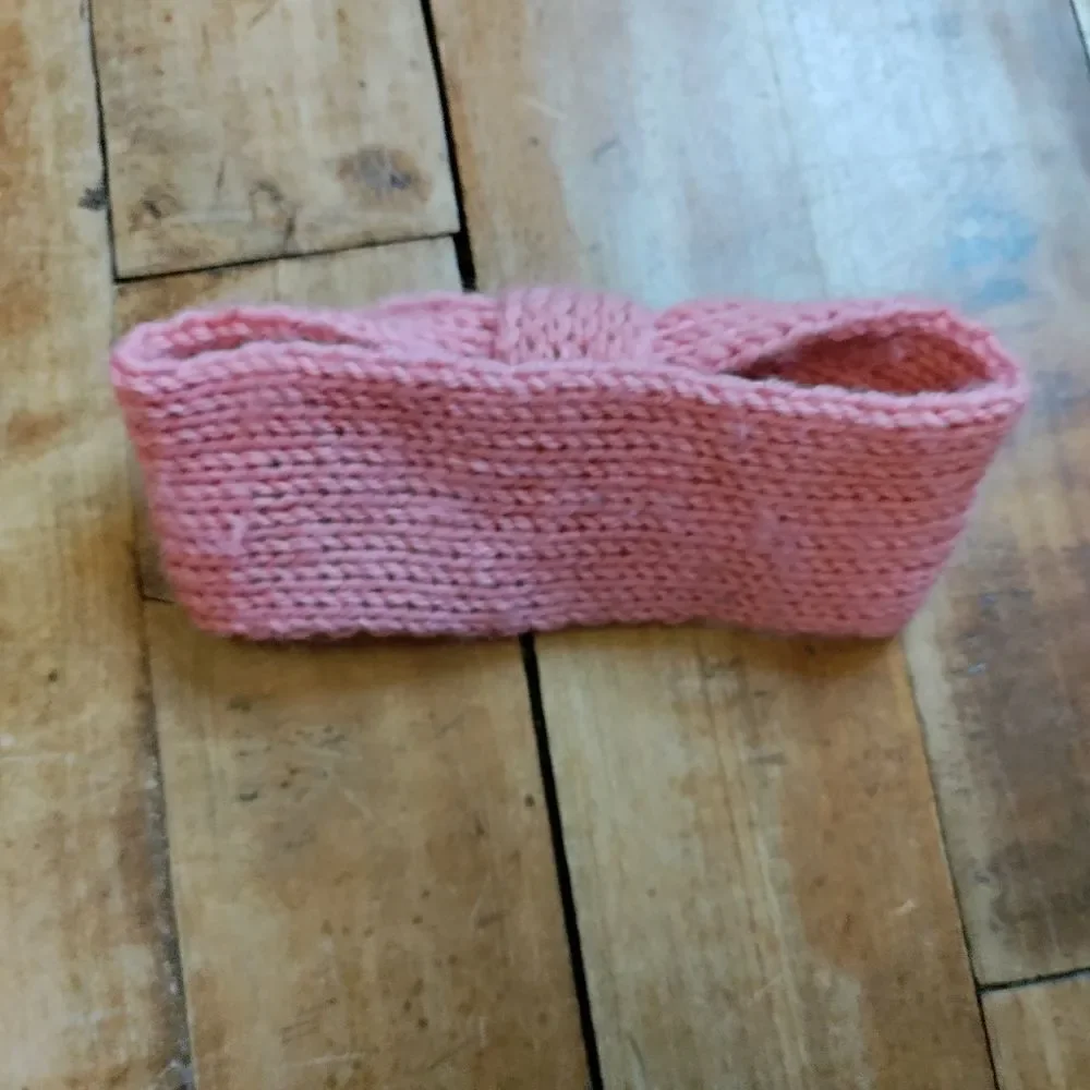 Baby girl headband pink knit sweater headband knot tie holiday Christmas